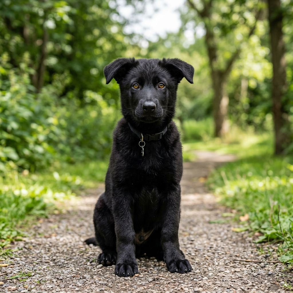 Cachorro Pastor Alemán Negro Sólido